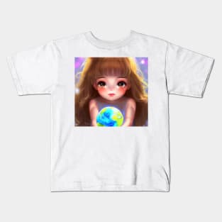 Save the earth cute girl Kids T-Shirt